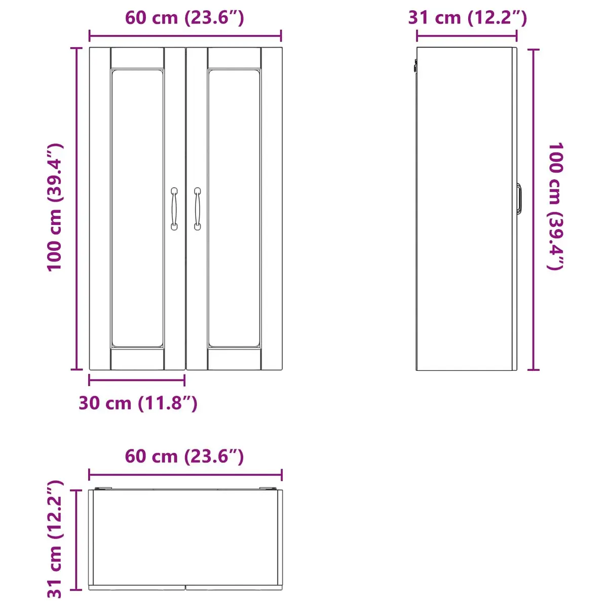 Wall Glass Cabinet High Gloss White Kitchen Storage Wall-Mounted Compartment