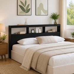 Practical Black Engineered Wood Headboard for Your Space
