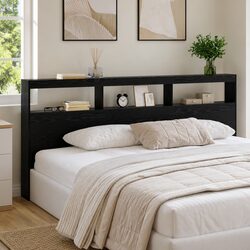 Practical Black Oak LED Headboard for Your Home
