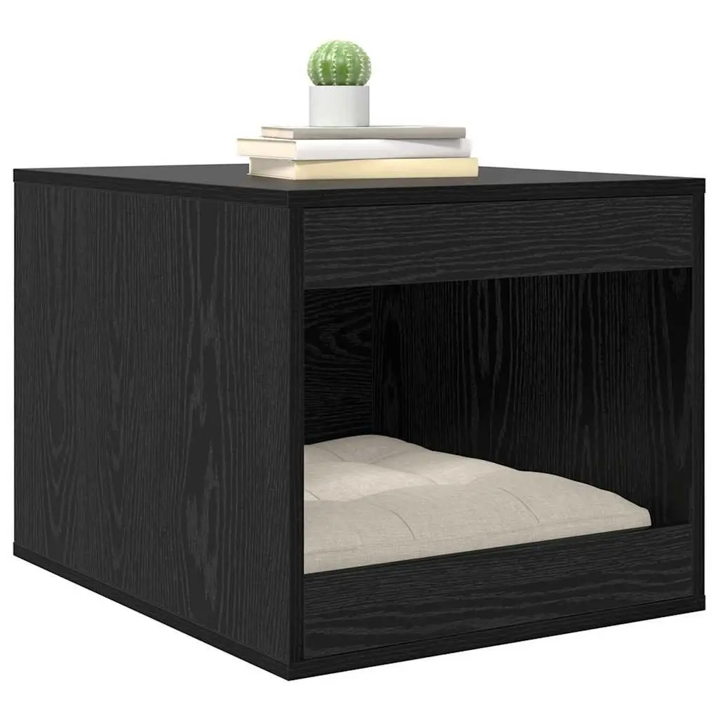 Cat Litter Box Enclosure Black Oak Wood 47 x 59 x 42 cm Indoor Furniture
