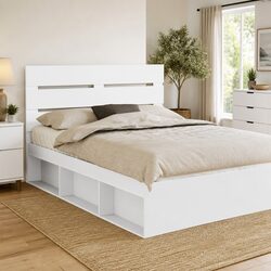 Functional White Engineered Wood Headboard for Any Bedroom