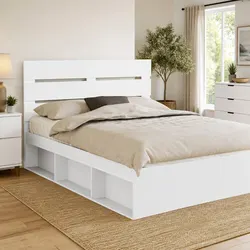 Functional White Engineered Wood Headboard for Any Bedroom