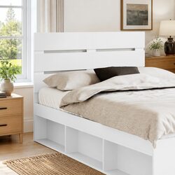 Versatile White Engineered Wood Headboard for Any Bedroom