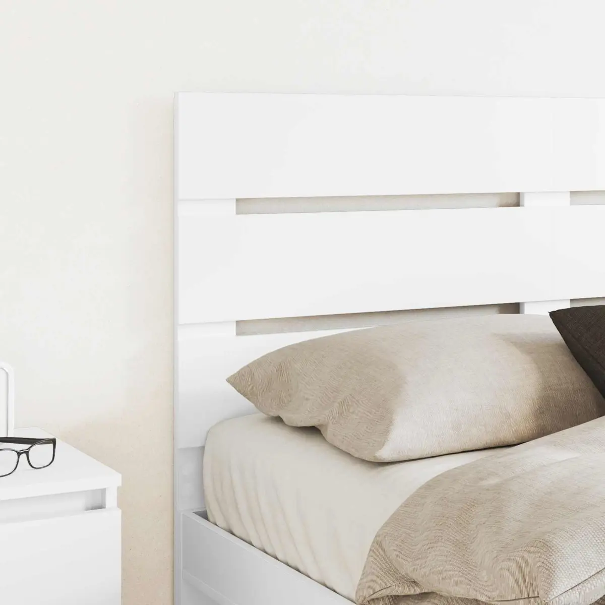 White Engineered Wood Headboard for Any Bedroom