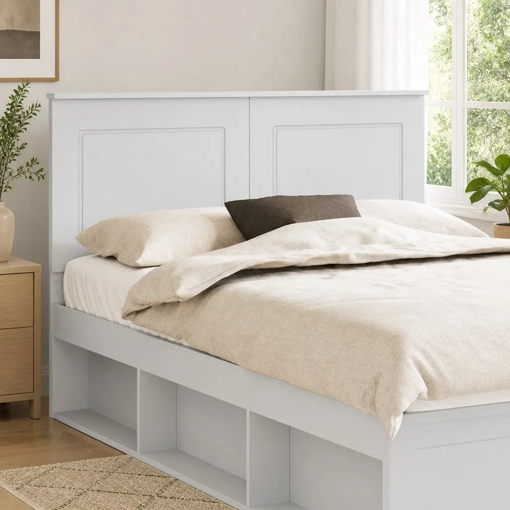 Wall-Mounted Headboard Engineered Wood 100cm Adjustable Height White Modern