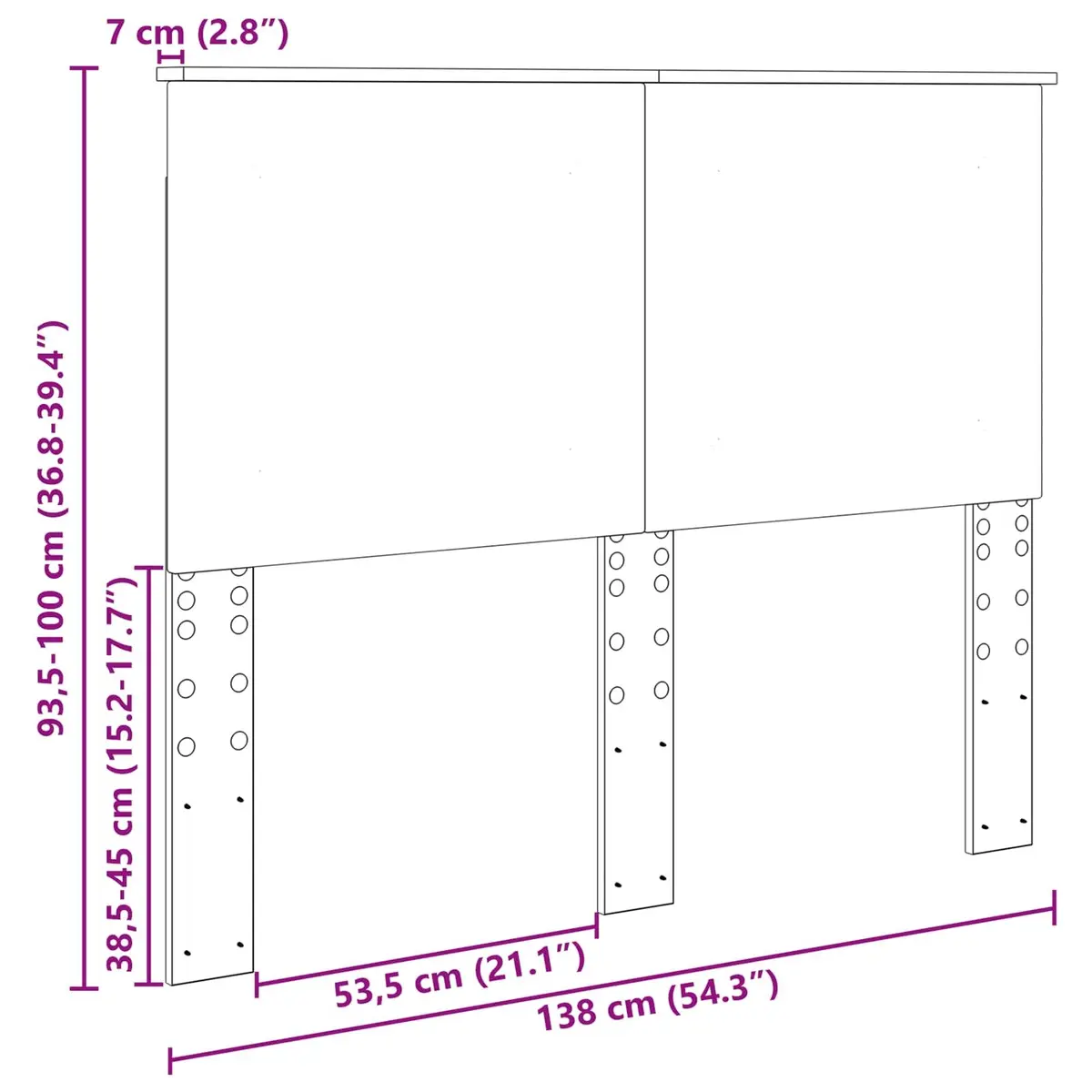 Wall-Mounted Headboard Engineered Wood 100cm Adjustable Height White Modern