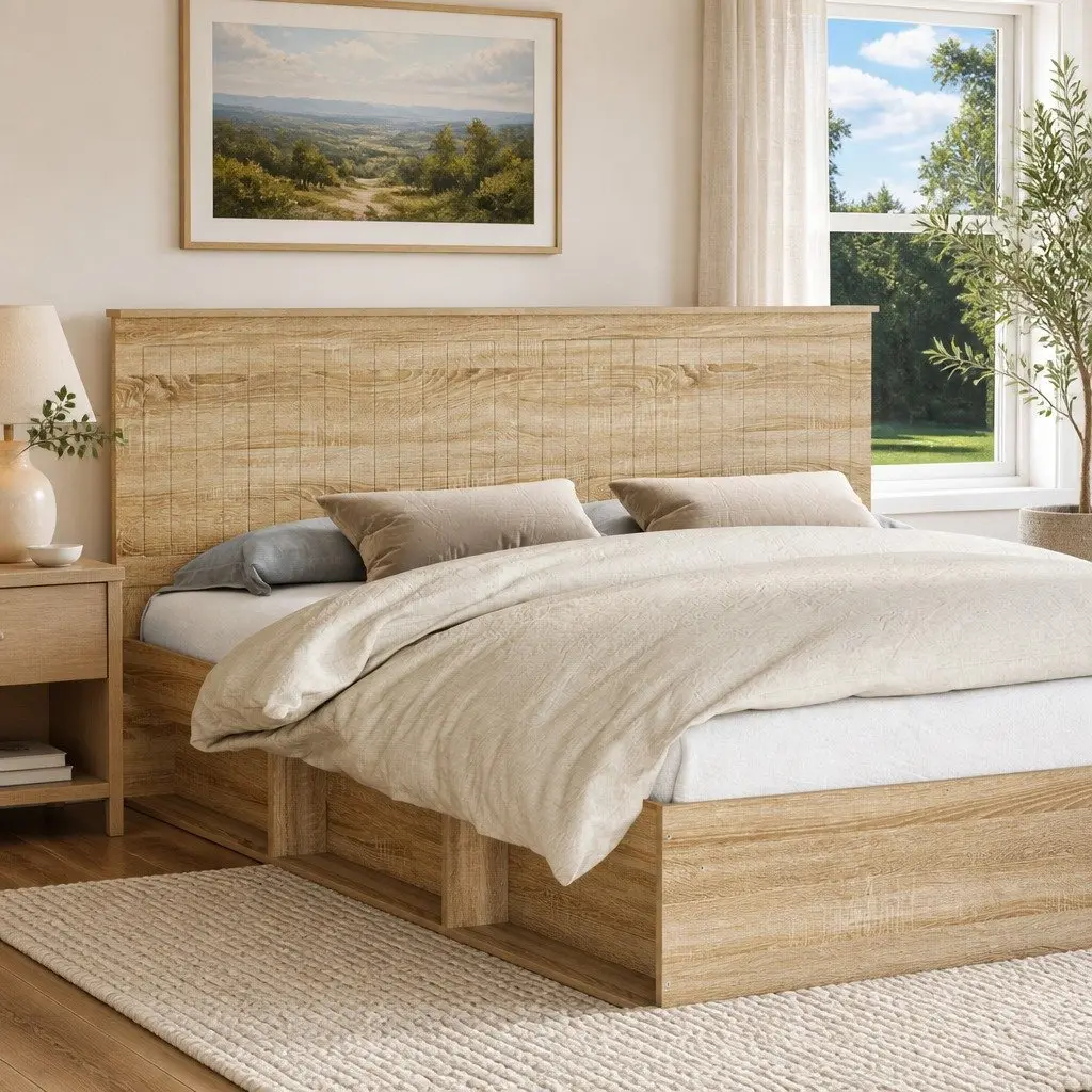 Headboard Modern Bedroom Furniture Brown Engineered Wood Minimalist 180cm