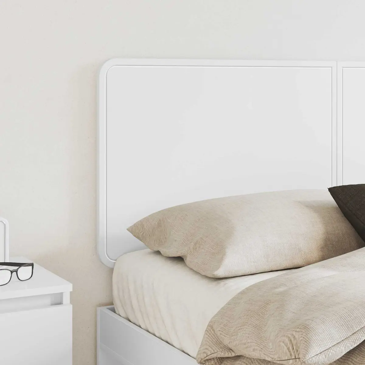White Engineered Wood Headboard Modern Bedroom Furniture Rectangle Design