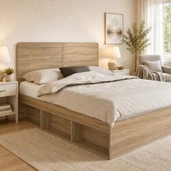 Functional Brown Engineered Wood Headboard for Bedrooms