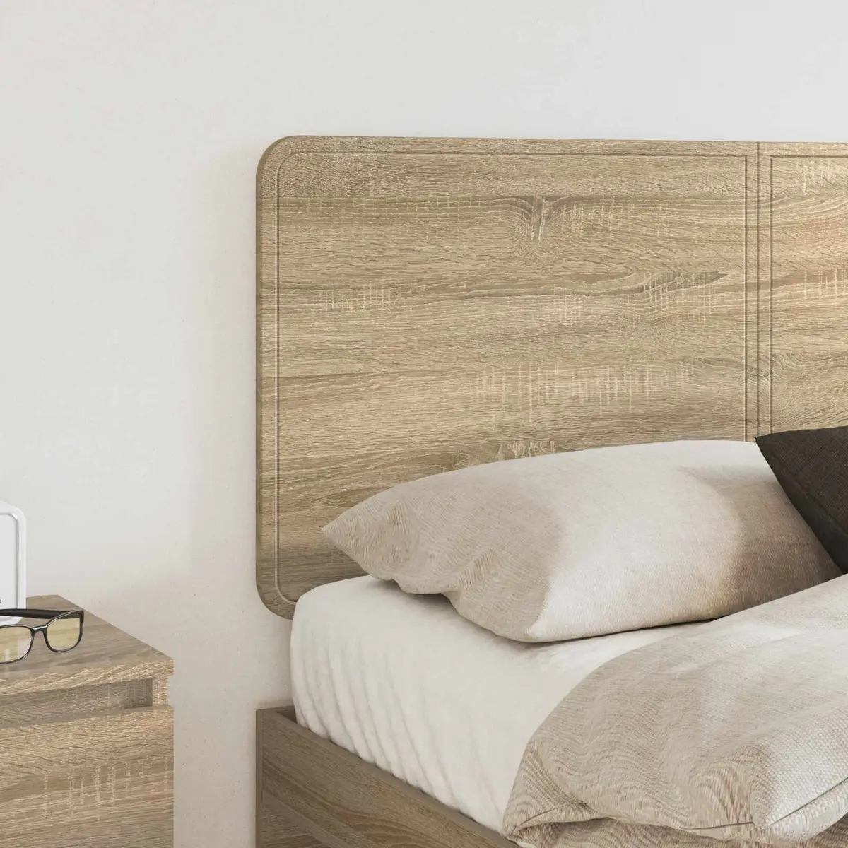 Headboard Engineered Wood Brown Rectangle Modern Bedroom Furniture Decor