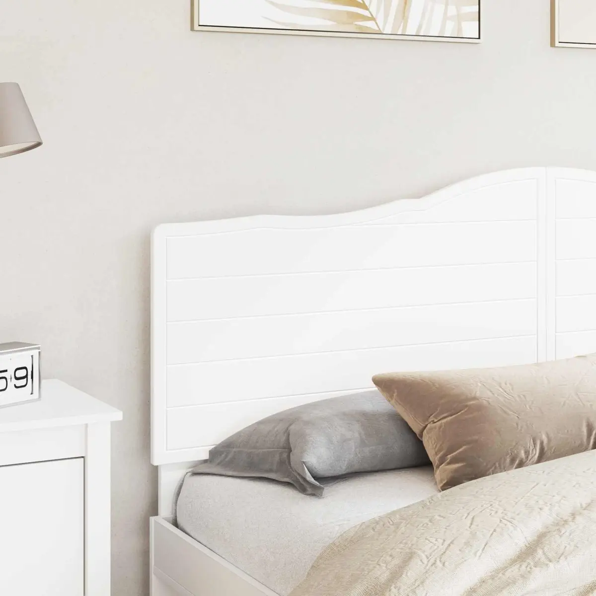 Headboard Engineered Wood Wall Mounted Minimalist White