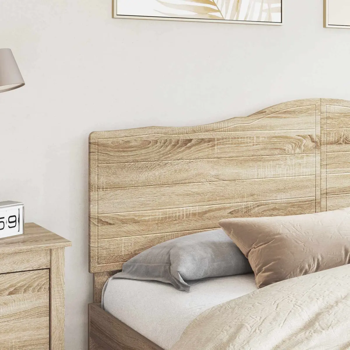 Headboard Brown Engineered Wood Modern Bedroom Furniture Minimalist Sleek Design