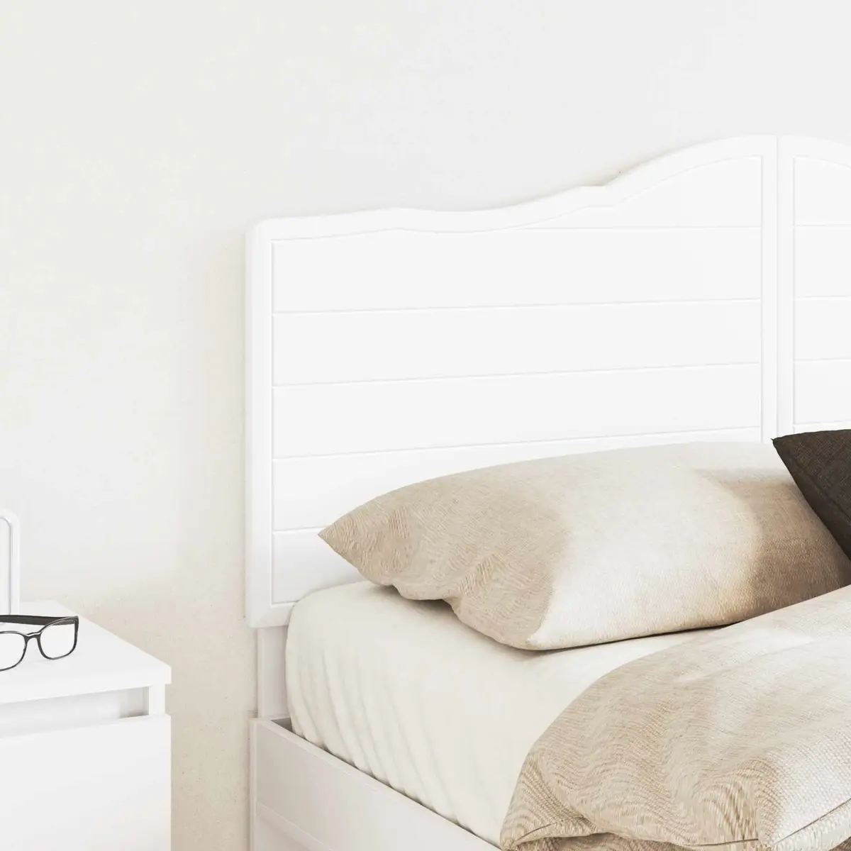 White Headboard Modern Bedroom Furniture Engineered Wood Wall Mount Minimalist