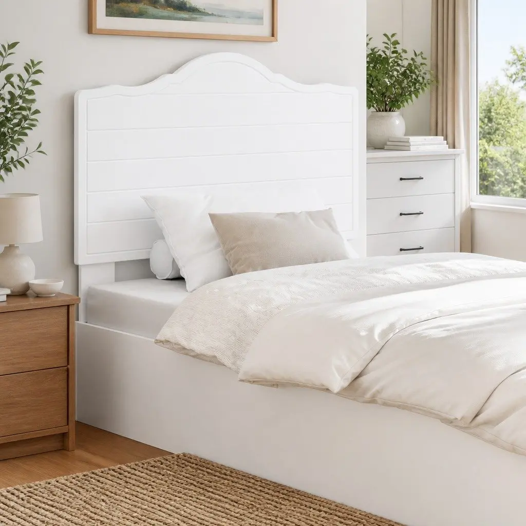 Headboard White Modern Minimalist Bedroom Furniture Engineered Wood Wall Mount