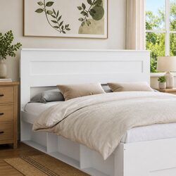 Practical White Engineered Wood Headboard for Any Bedroom