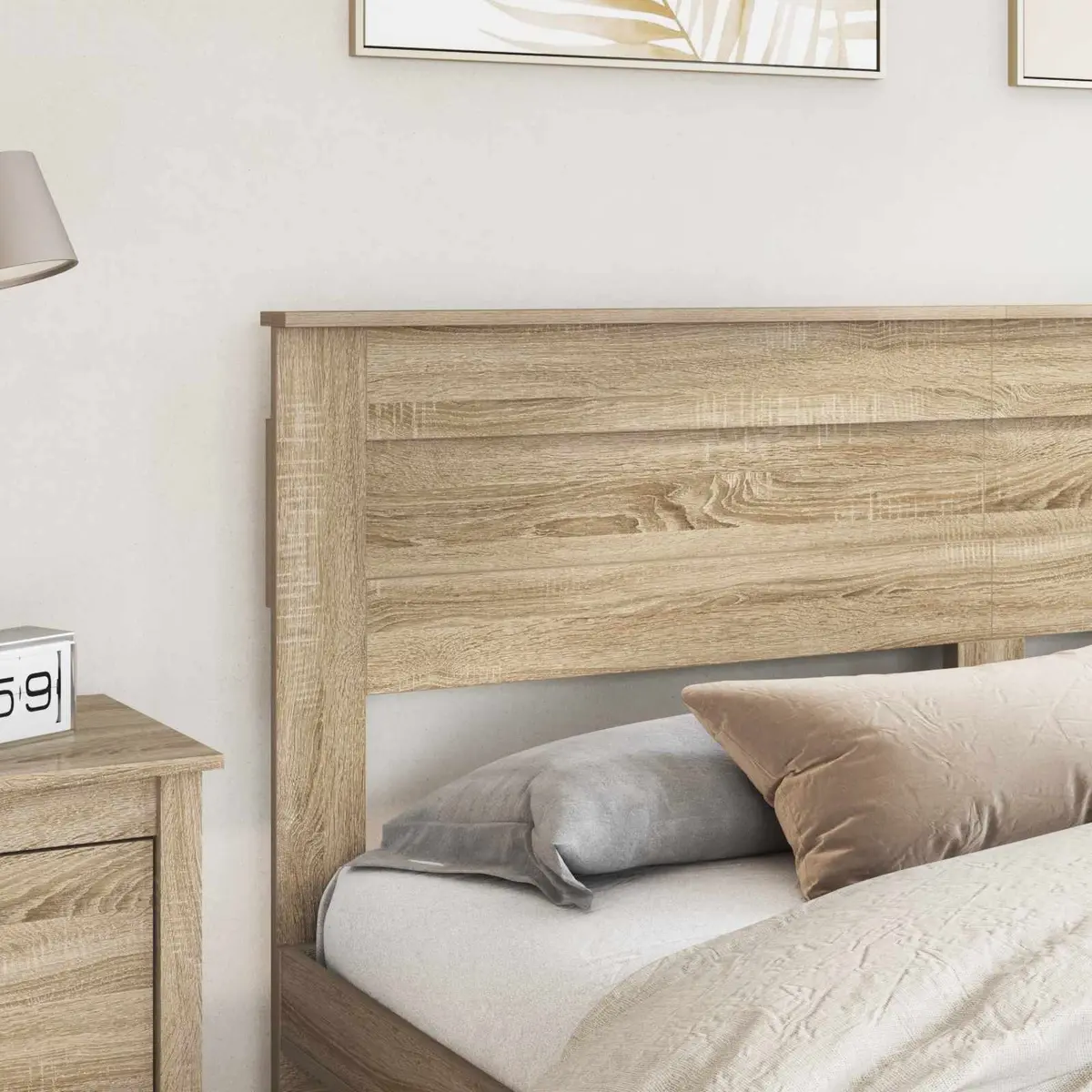 Engineered Wood Headboard Modern Brown Contemporary Style