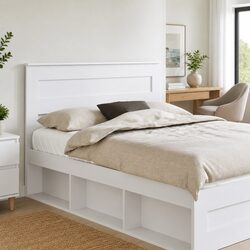 Practical White Engineered Wood Headboard for Daily Use