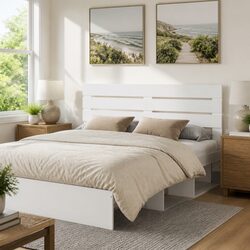 Functional White Headboard for Bedrooms and Spaces