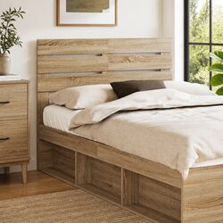 Brown Engineered Wood Headboard for Practical Bedroom Spaces