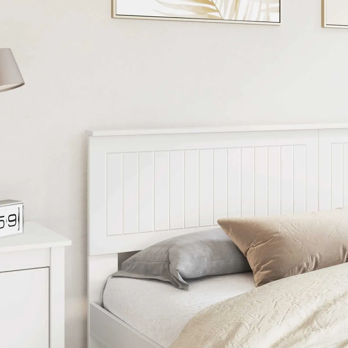 White Engineered Wood Headboard for Any Bedroom