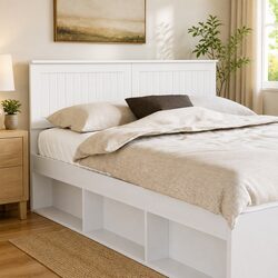 Practical White Engineered Wood Headboard for Home Use