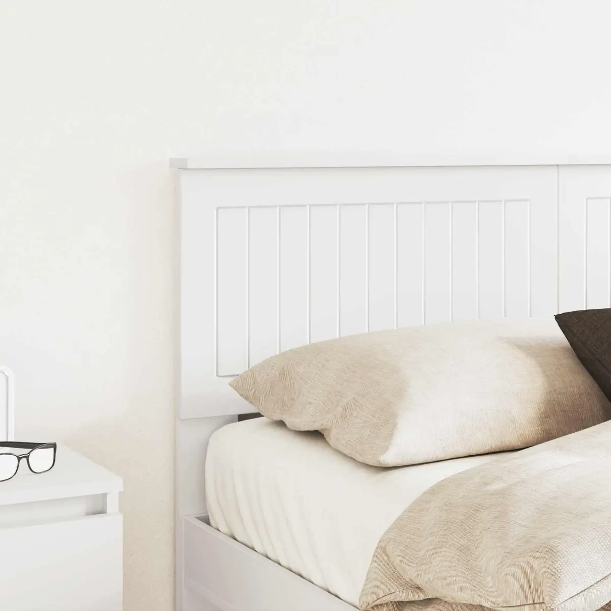 Rectangular White Headboard Engineered Wood Minimalist Modern Bedroom Furniture
