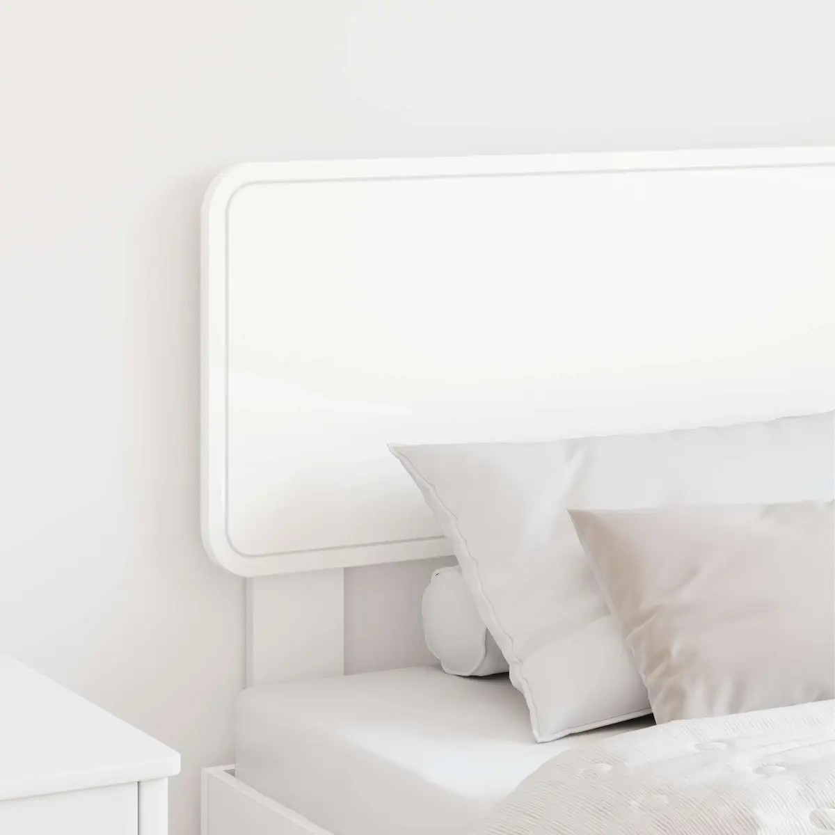 White Engineered Wood Headboard Modern Minimalist Design Bedroom Furniture