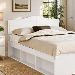 Functional White Engineered Wood Headboard for Your Bedroom