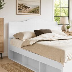 Versatile White Engineered Wood Headboard for Any Bedroom