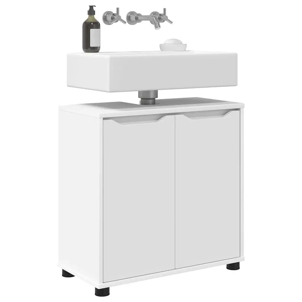 Bathroom Basin Cabinet Engineered Wood 60cm White Modern Vanity Unit