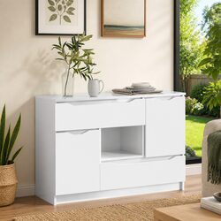 Versatile High Gloss White Sideboard for Home Organization