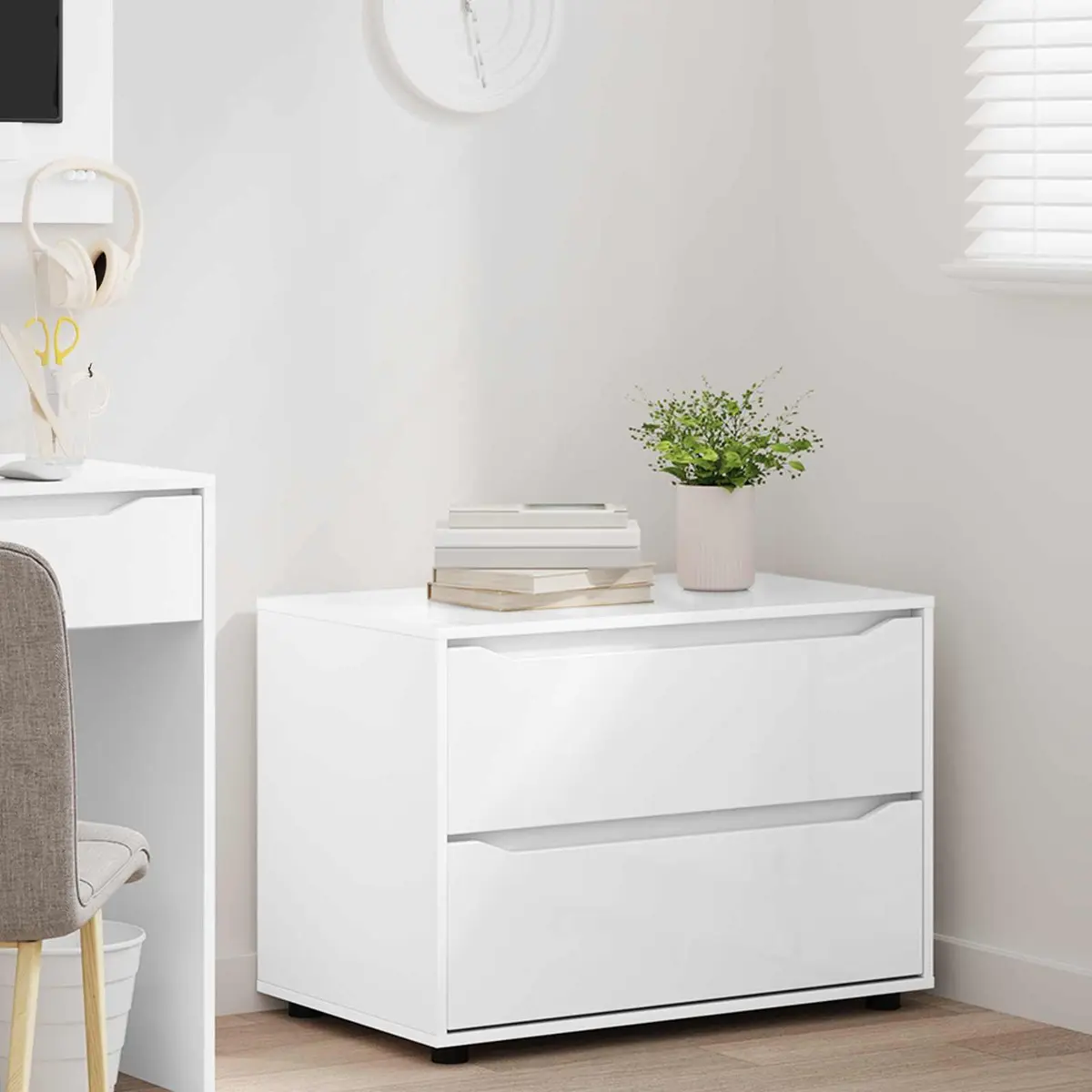 Storage Cabinet White 80 x 48 x 57 cm Engineered Wood Furniture Bedroom Living
