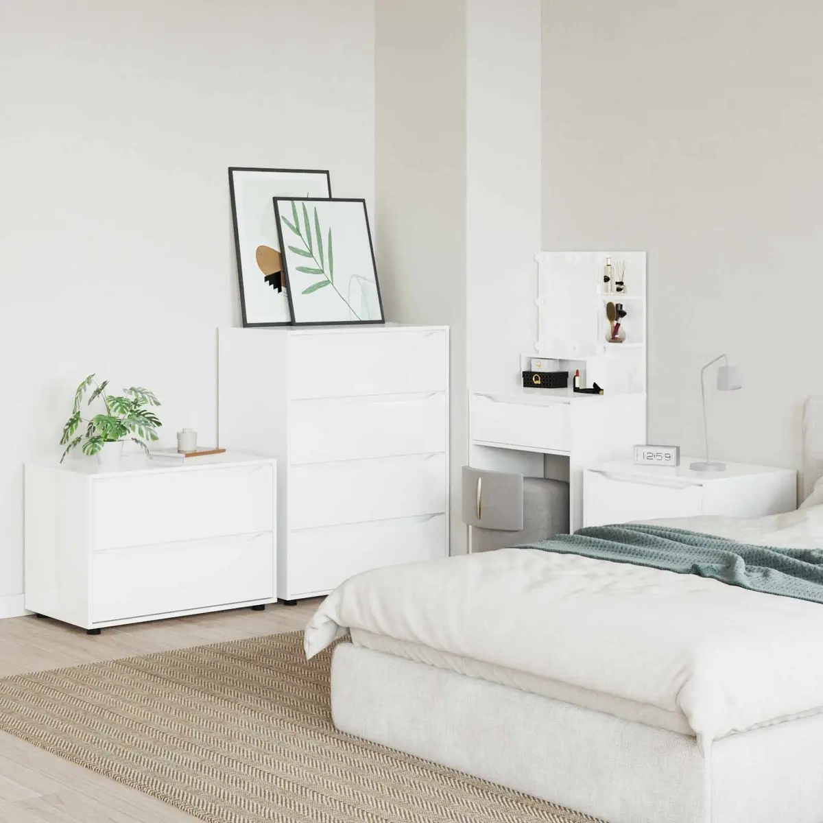 Storage Cabinet Engineered Wood High Gloss White 80 x 48 x 57 cm