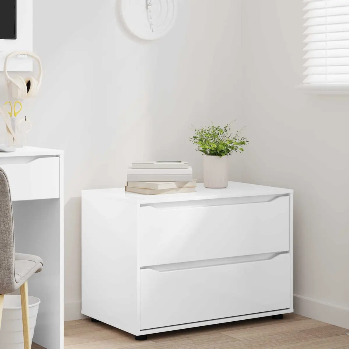 Storage Cabinet Engineered Wood High Gloss White 80 x 48 x 57 cm
