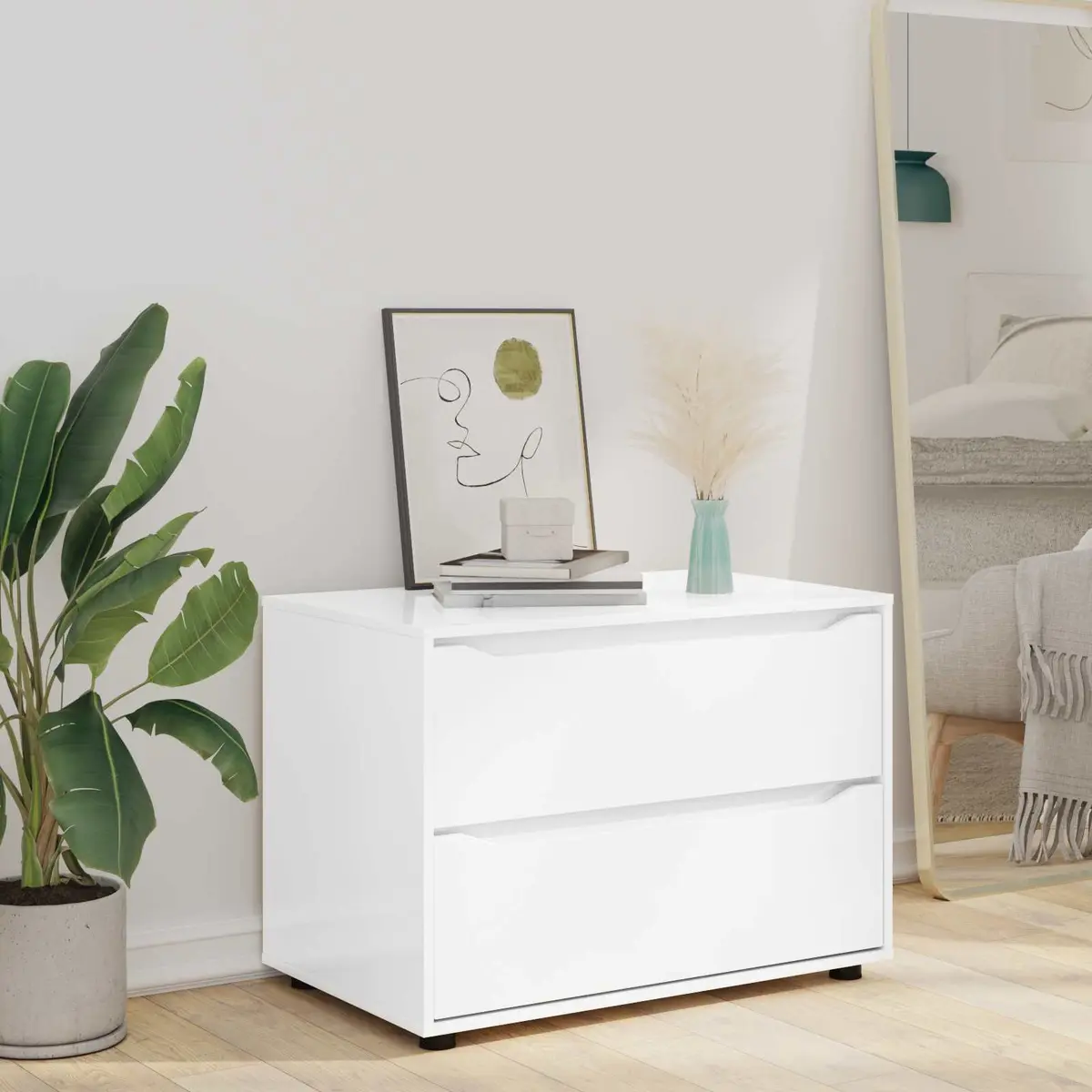 Storage Cabinet Engineered Wood High Gloss White 80 x 48 x 57 cm