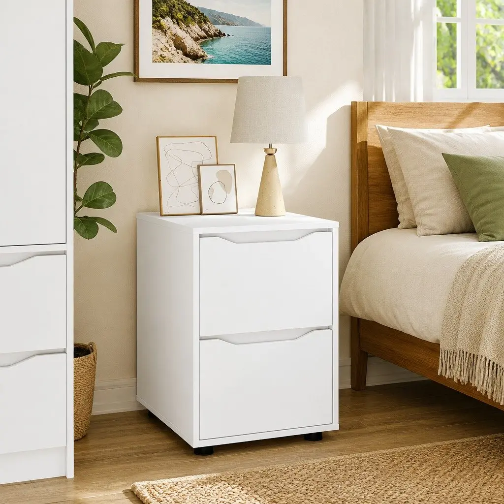 Storage Cabinet Engineered Wood 40 x 48 x 57 cm White Drawer Organiser Bedroom