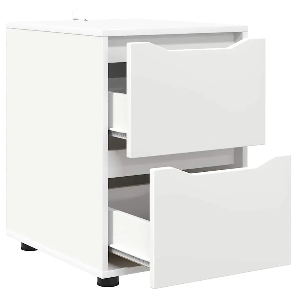 Storage Cabinet Engineered Wood 40 x 48 x 57 cm White Drawer Organiser Bedroom