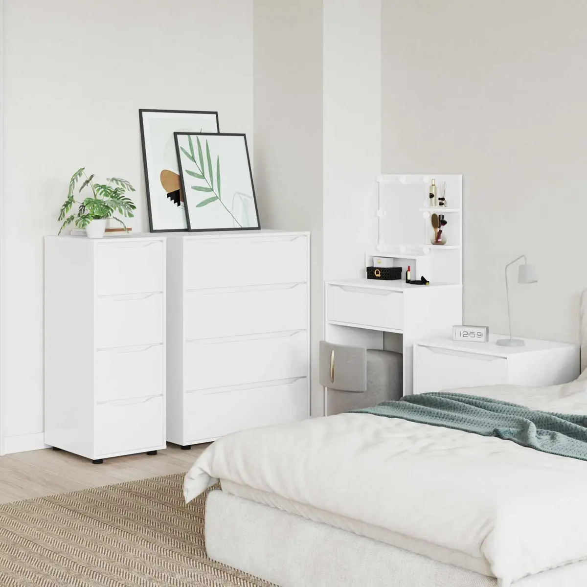 White Storage Cabinet 40 x 48 x 105 cm for Home Use