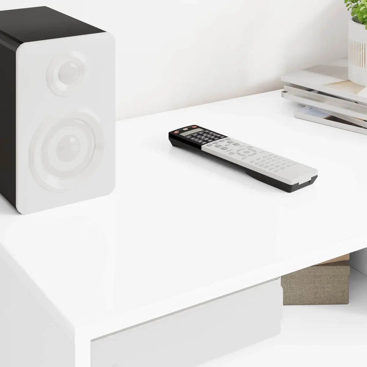 TV Stand Engineered Wood White 100x48x43cm Modern Storage Unit with Drawers and Shelves for Living Room Furniture