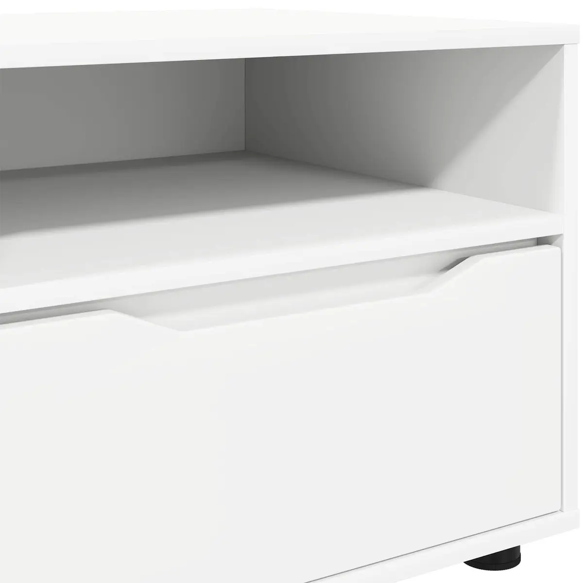 TV Stand Engineered Wood White 100x48x43cm Modern Storage Unit with Drawers and Shelves for Living Room Furniture