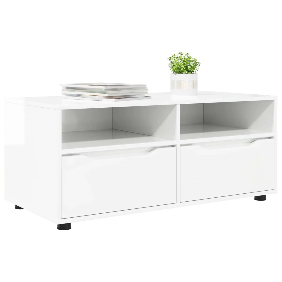 TV Cabinet High Gloss White Modern Living Room Storage Unit Engineered Wood