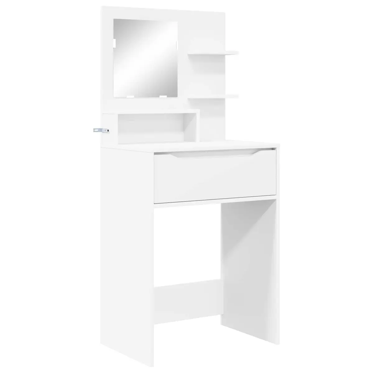 Dressing Table White Engineered Wood Modern Vanity Unit with Drawer and Storage Shelves 80 x 39.6 x 135 cm