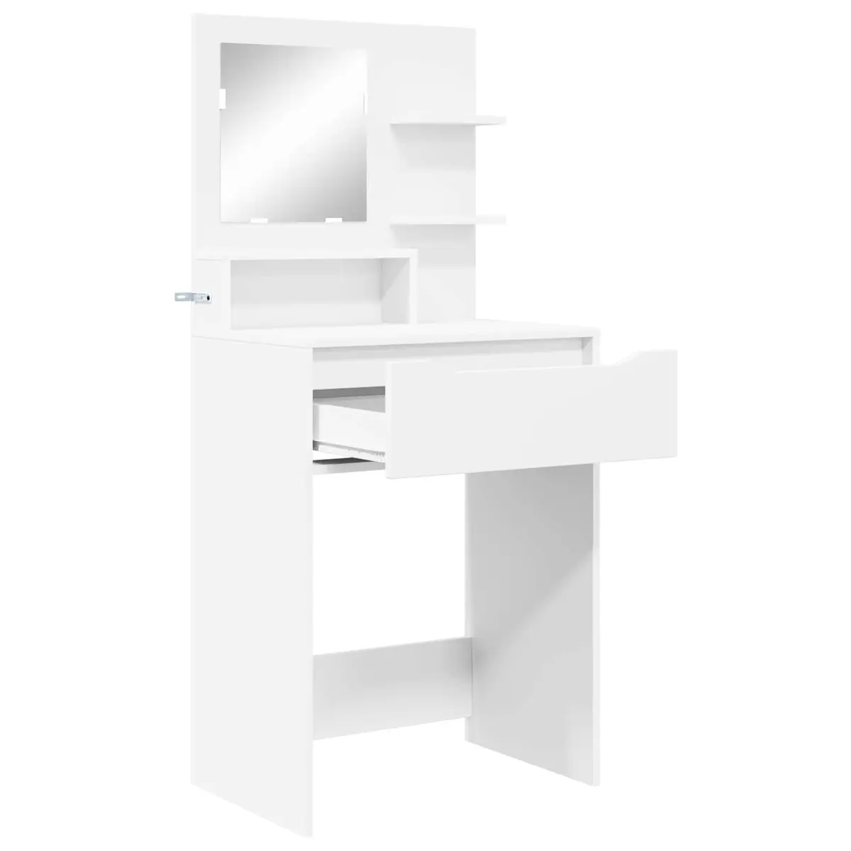 Dressing Table White Engineered Wood Modern Vanity Unit with Drawer and Storage Shelves 80 x 39.6 x 135 cm