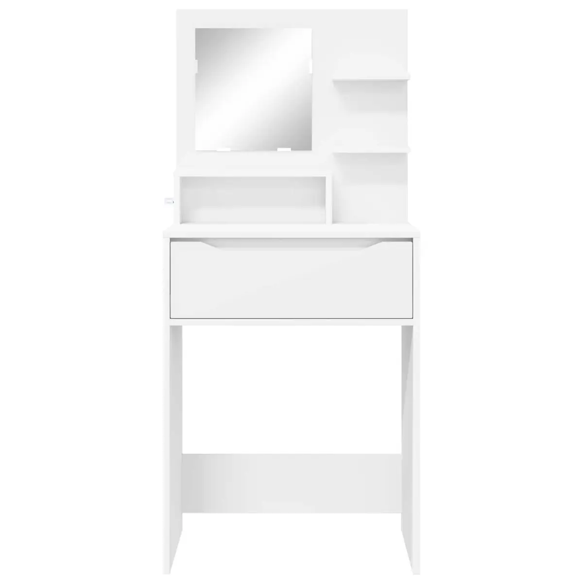 Dressing Table White Engineered Wood Modern Vanity Unit with Drawer and Storage Shelves 80 x 39.6 x 135 cm