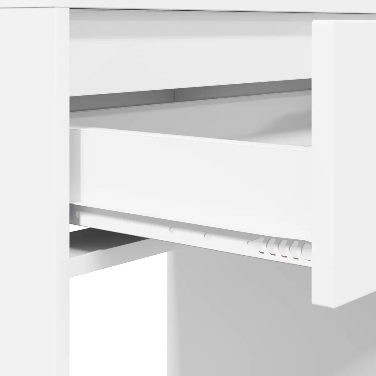 Dressing Table White Engineered Wood Modern Vanity Unit with Drawer and Storage Shelves 80 x 39.6 x 135 cm