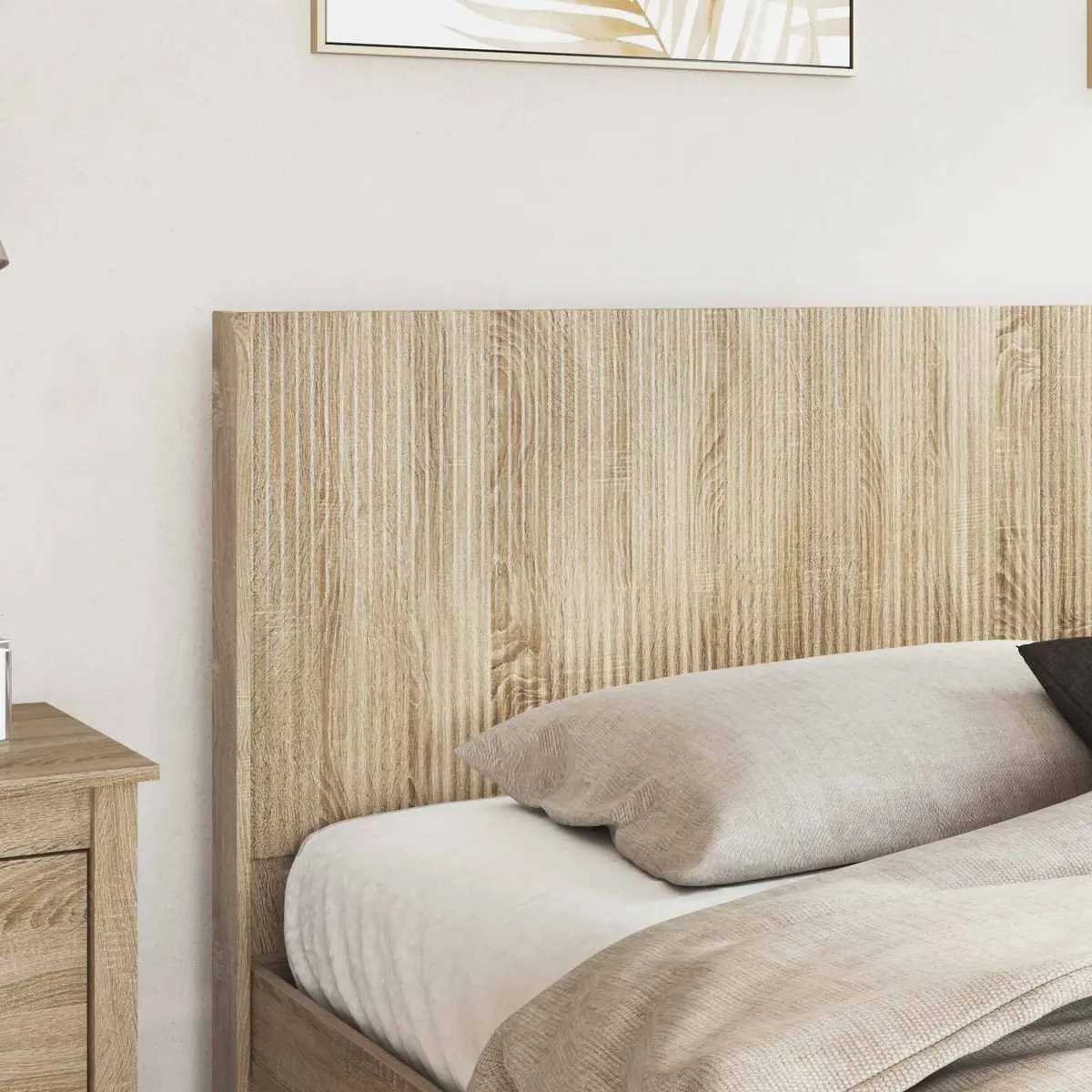 Brown Headboard with Sturdy Vertical Slats
