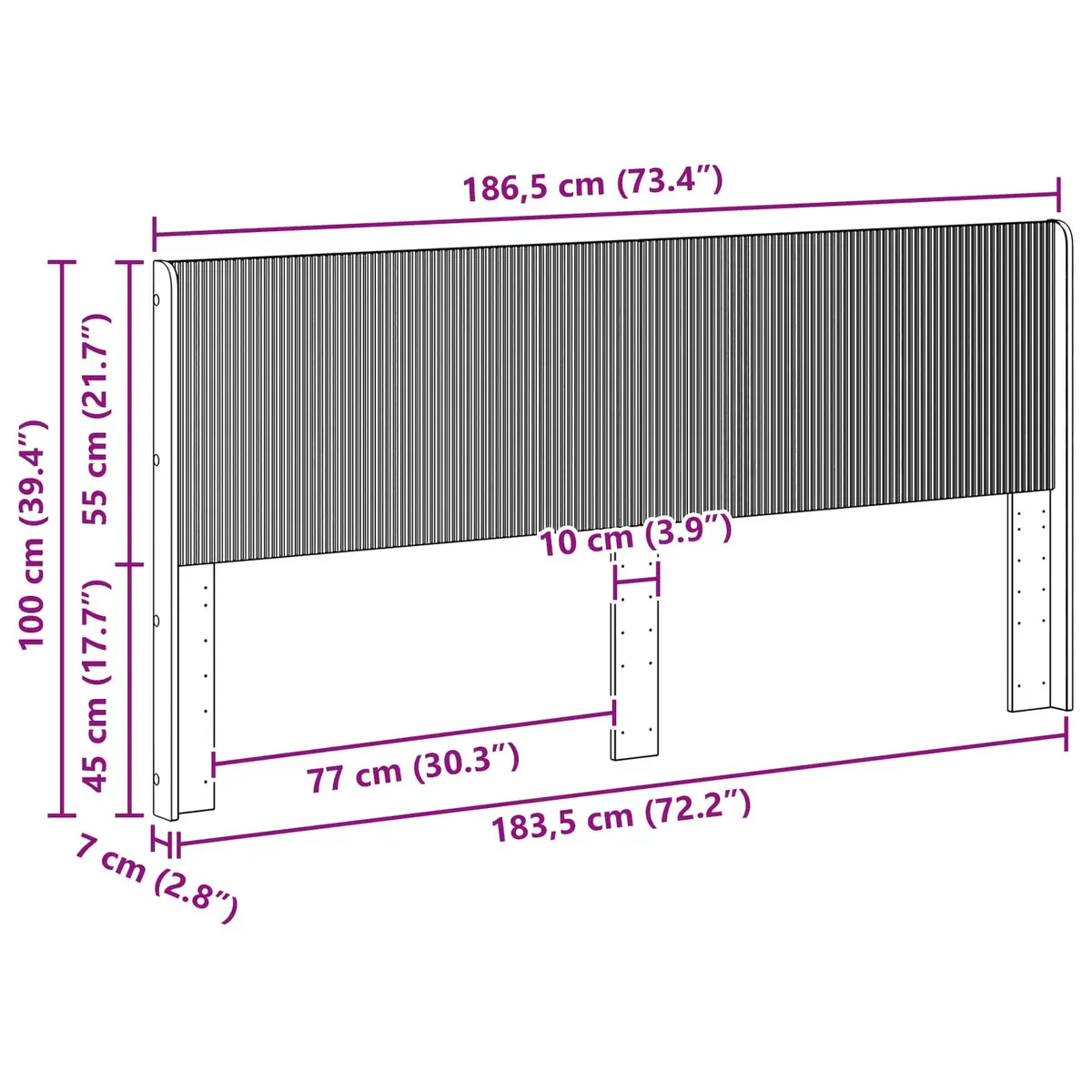 Brown Headboard with Sturdy Vertical Slats