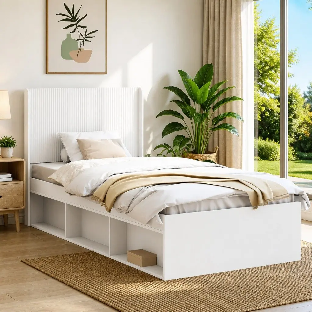White Engineered Wood Headboard for Any Bedroom