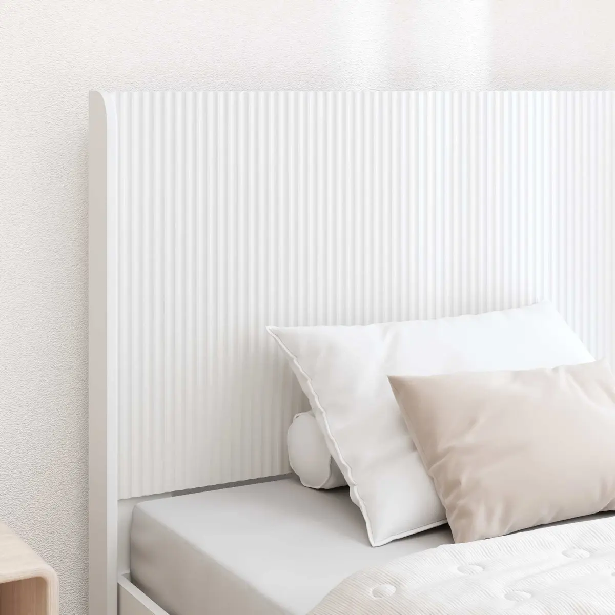 White Engineered Wood Headboard for Any Bedroom