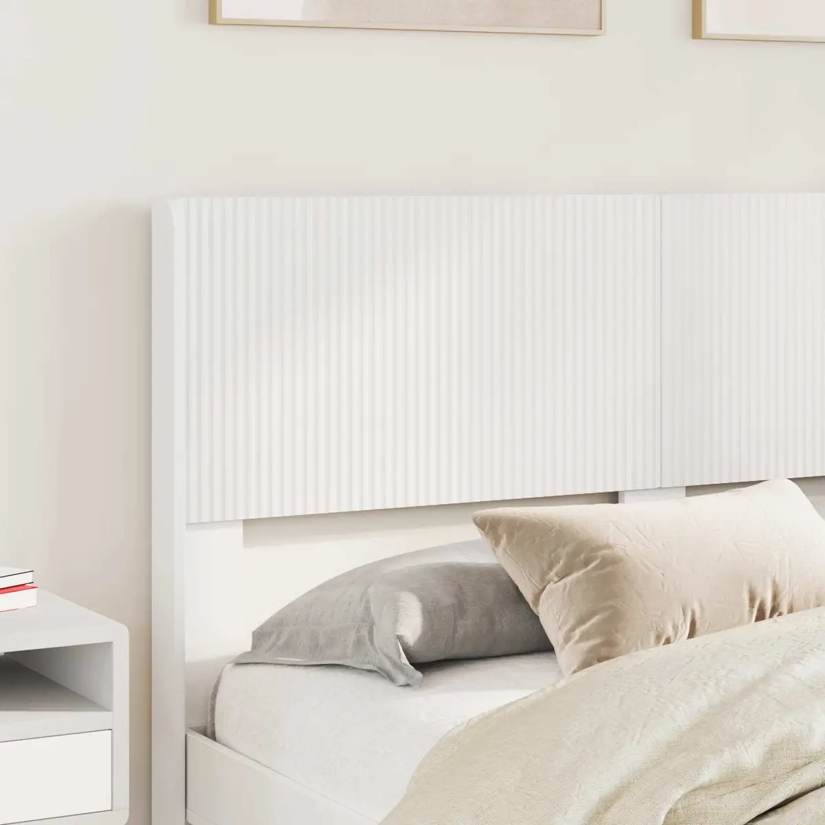 White Headboard with Vertical Slats for Any Bedroom